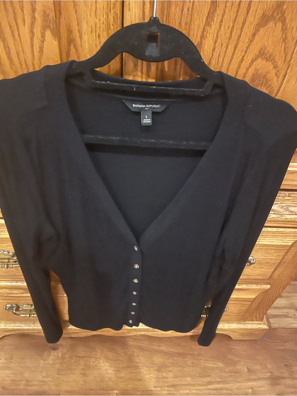 Banana Republic Black V-Neck Button Cardigan